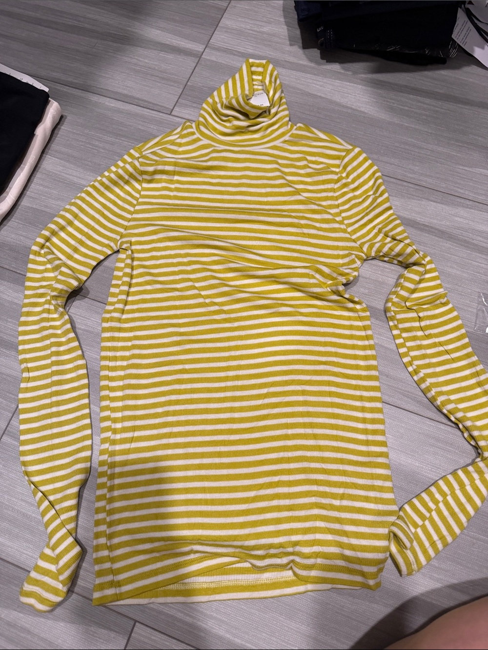 GAP Yellow and White Striped Turtleneck Long Sleeve Top